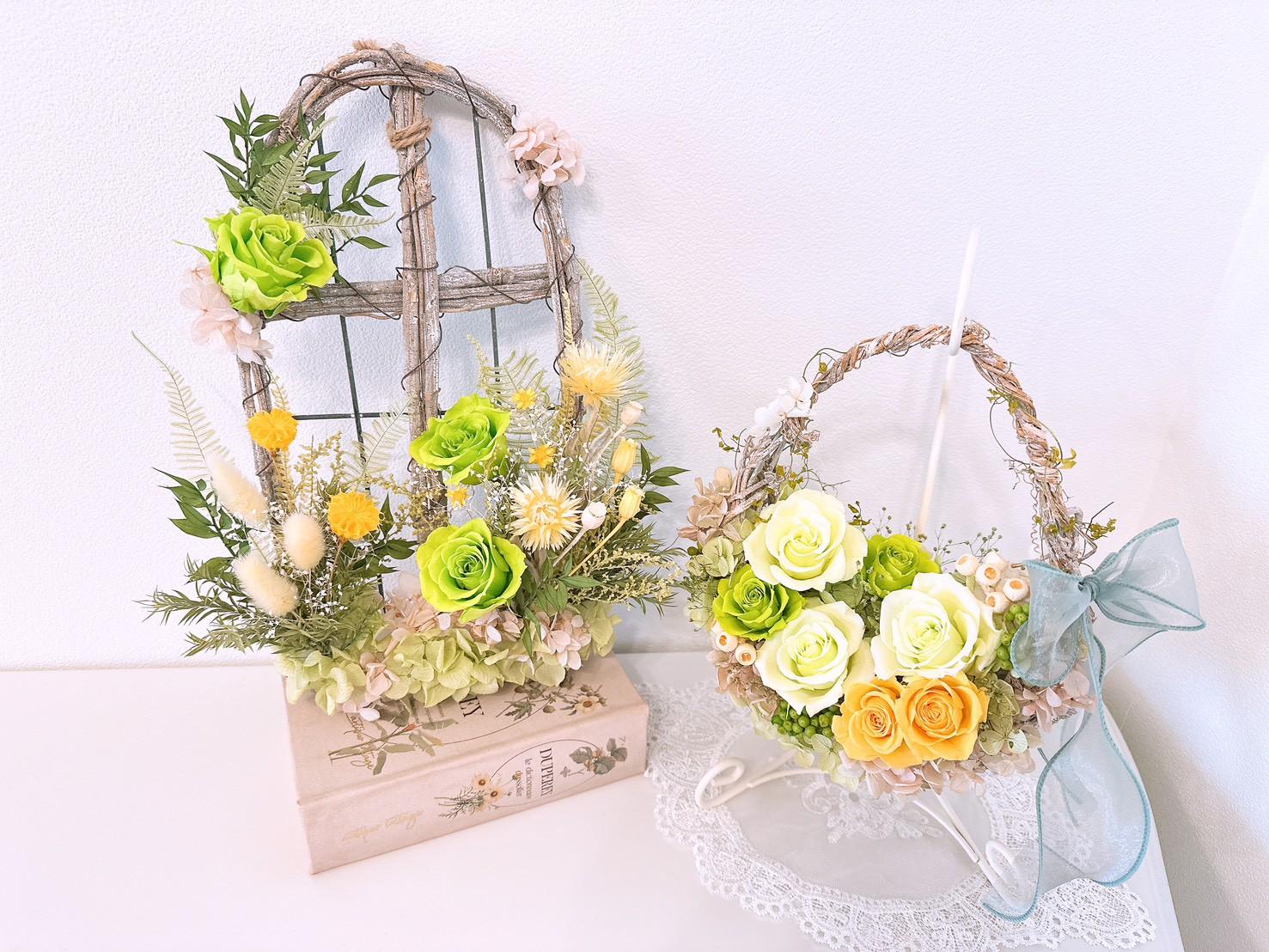 フレッシュグリーンのエッグバスケット リース イエロー 緑 黄色 母の日2026  結婚 記念日 新築 出産 長寿 祝い | 11枚目